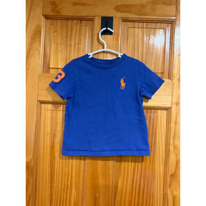 Ralph Lauren Boys’ Blue Orange Big Pony T-Shirt Size 24M – #3 Sleeve Logo